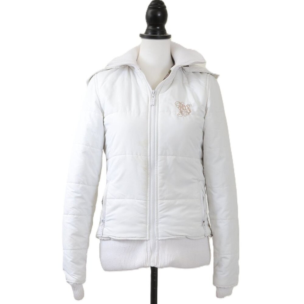 Fox Racing Riders Co Women's White Winter Fur Hoodie Jacket Coat Size MED